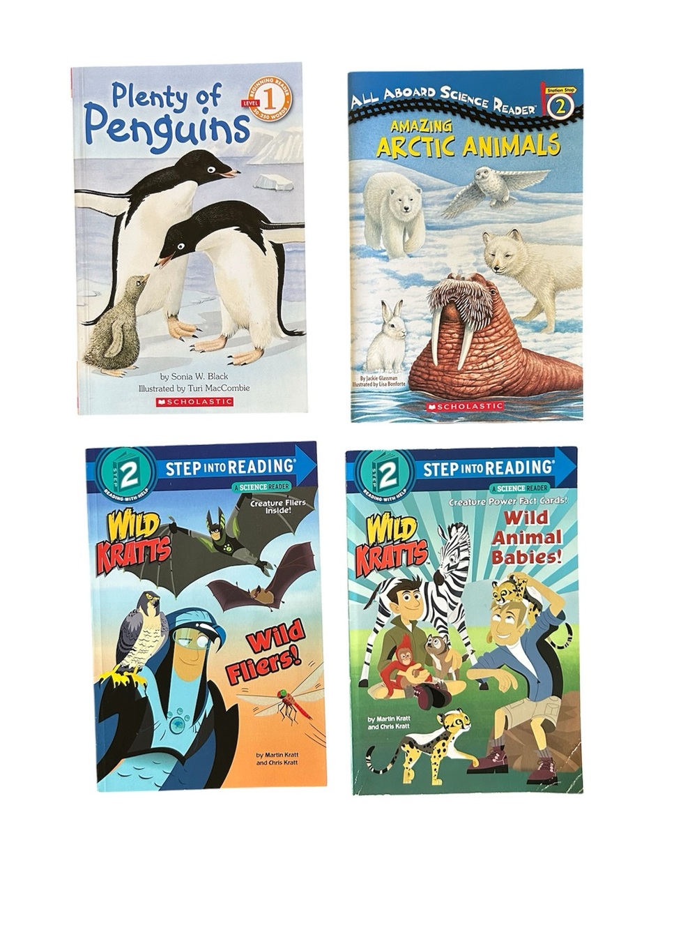 Lot of 4 - Level 1 and 2 Paperback Readers 
Artic Animals & Wild Kratt Books